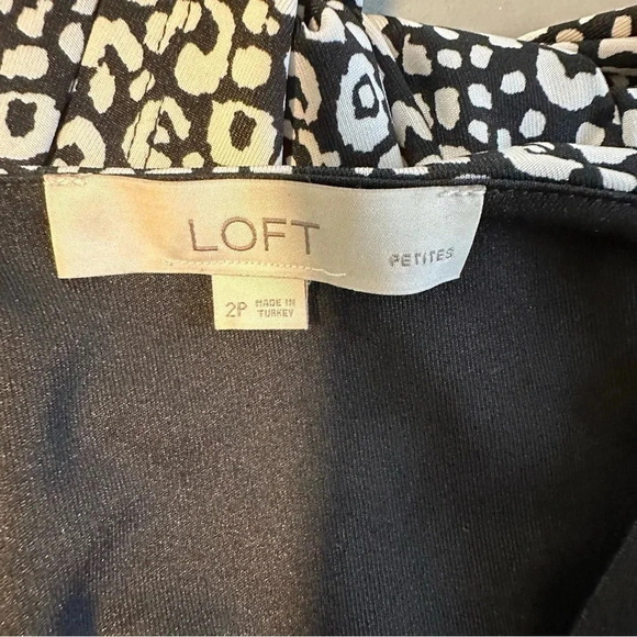 Loft women's 2P black + white leopard print wrap dress office siren business - Picture 5 of 6